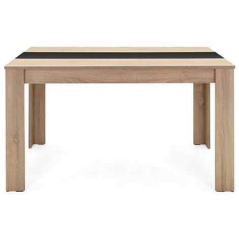 ARGONAUTA Mesa de Comedor de Roble Reversible con Inserto Negro o Blanco 138x80x74 cm