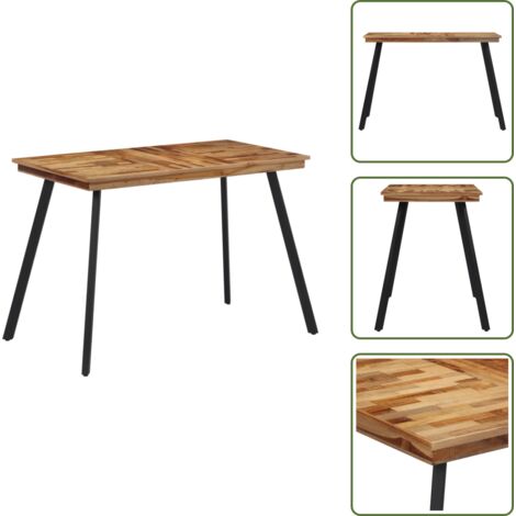 Mesa de comedor de teca - vidaXL Mesa de comedor madera maciza de teca 120x62x76 cm - Mesa de comedor de hierro