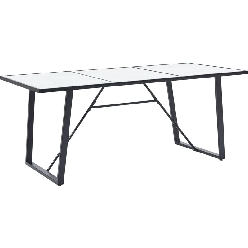 

Mesa de comedor de vidrio templado blanco 200x100x75 cm - Blanco