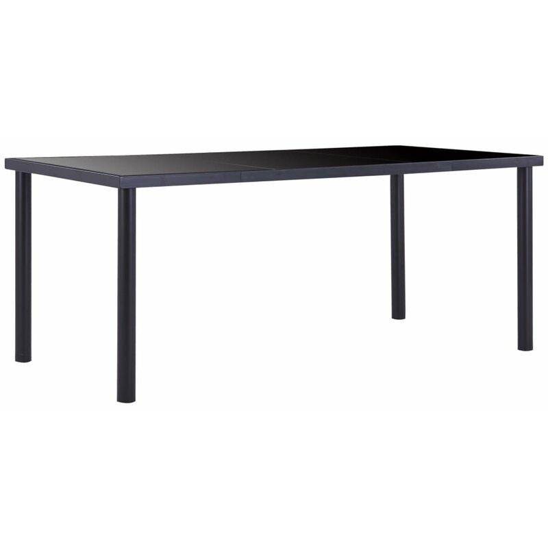 

Happyshopping - Mesa de comedor de vidrio templado negro 180x90x75 cm