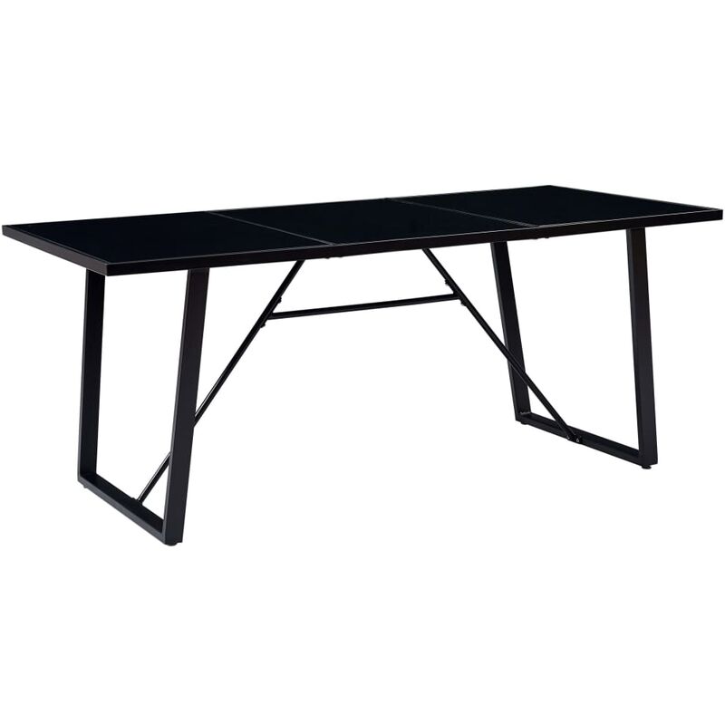 

Mesa de comedor de vidrio templado negro 200x100x75 cm