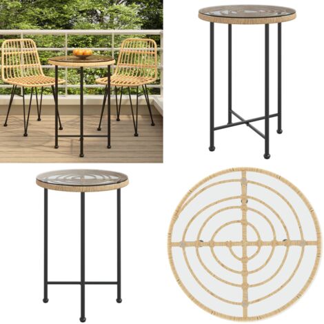 Mesa de comedor de vidrio templado y acero 55 cm - Mesa de jardín - Mesa de patio
