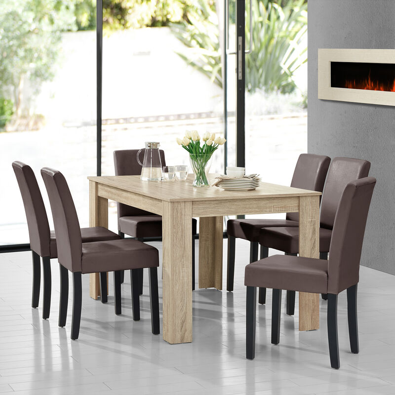 

Mesa de comedor diseño - claro - Set de sillas con estilo elegante - marrón