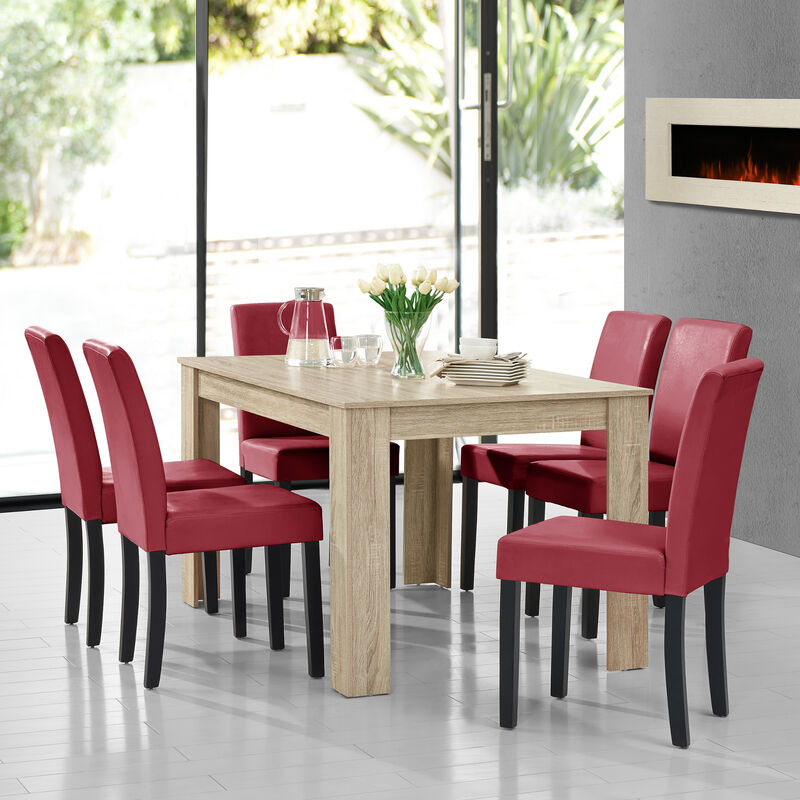 

Mesa de comedor diseño - claro - Set de sillas con estilo elegante - rojo oscuro