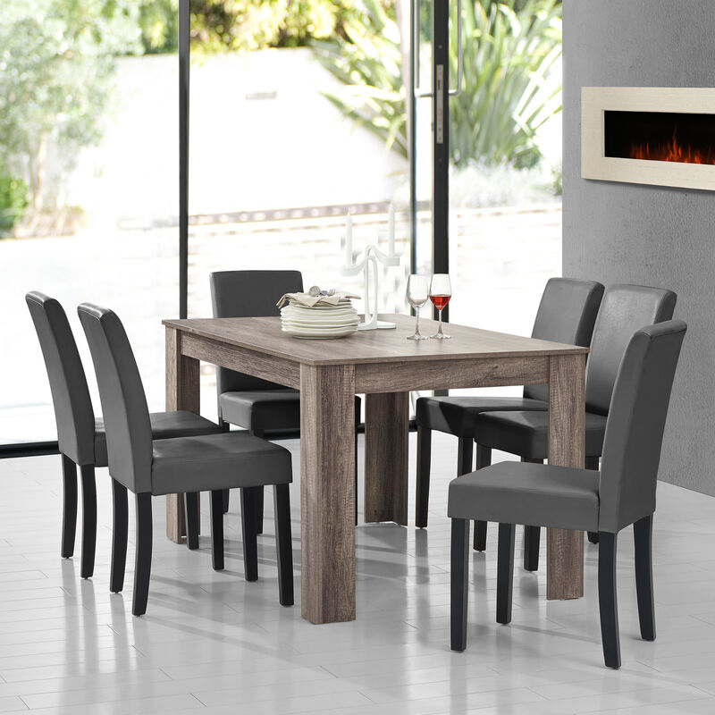 

Mesa de comedor diseño - Set de sillas con estilo elegante - gris oscuro