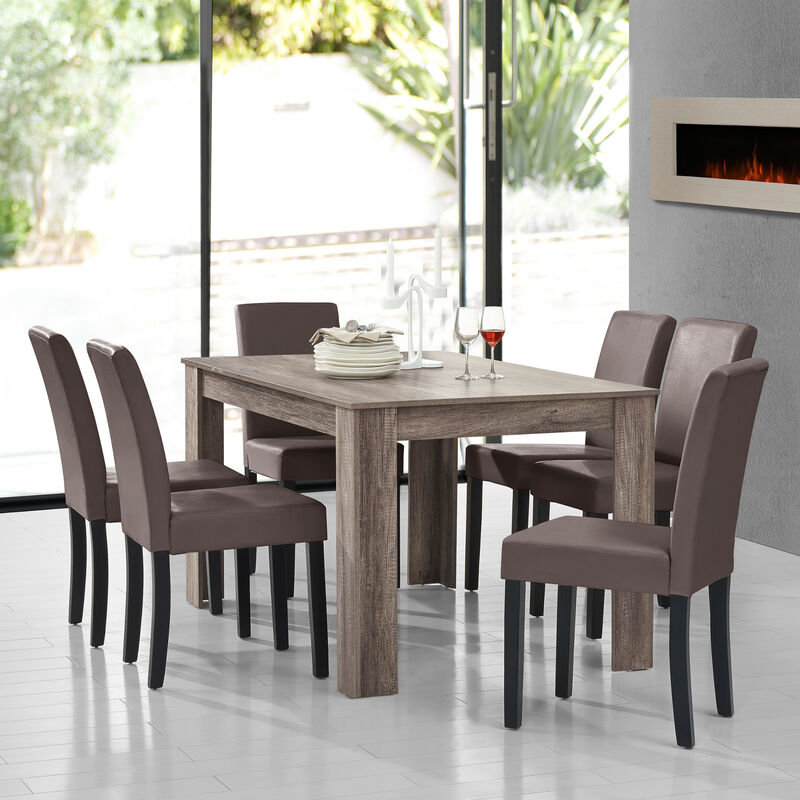 

Mesa de comedor diseño - Set de sillas con estilo elegante - marrón