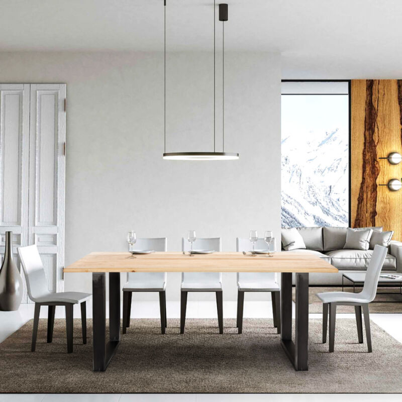 

Mesa de comedor de madera patas de hierro industrial 180x80 cm Rajasthan 180 | Color: Silver