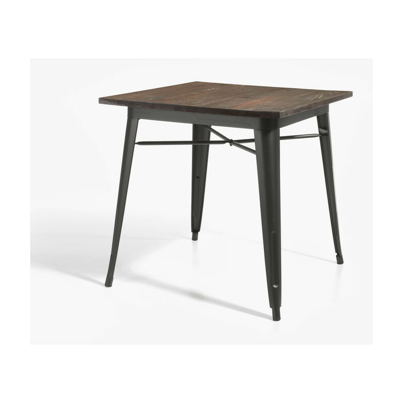 

Mesa de comedor en metal grafito y tapa de madera, modelo MEET - Grafito-Nogal