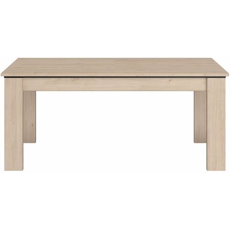 Mesa de comedor extensible 180-215 cm - Acabado roble y negro - Marrón