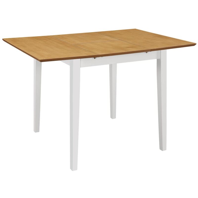 

vidaXL Mesa de Comedor Extensible (80-120)X80x74 cm MDF Blanca y Marrón - Blanco