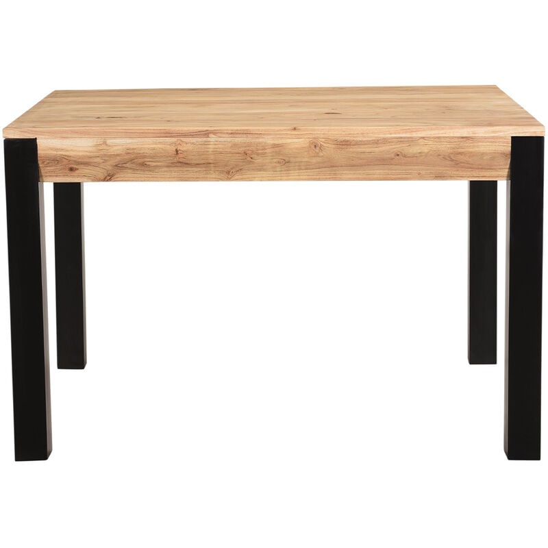 

Mesa de comedor extensible en acacia maciza y metal negro L120-210 cm TRAP