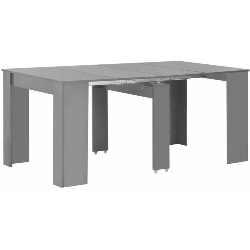 

Happyshopping - Mesa de comedor extensible gris brillante 175x90x75 cm