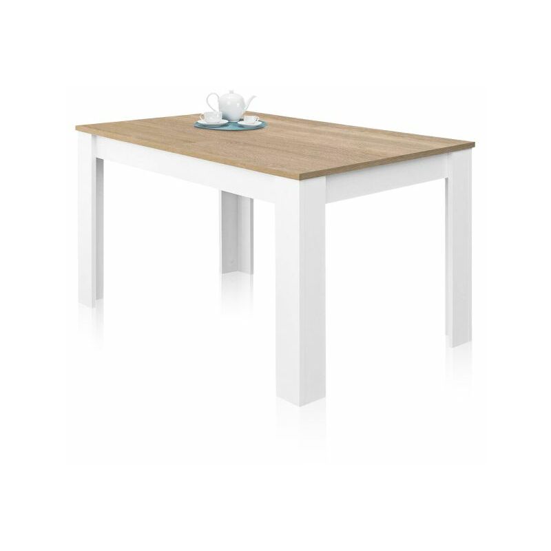 

Mesa de comedor extensible Kendra 123Blanco Artik (Blanco Mate) - Roble Canadian