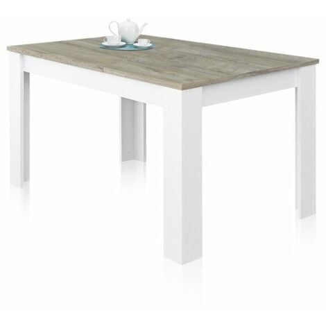 USINESTREET Mesa de comedor extensible Kendra 140 Blanco Artik (Blanco Mate) 140–190cm (ancho) x 78cm (alto)