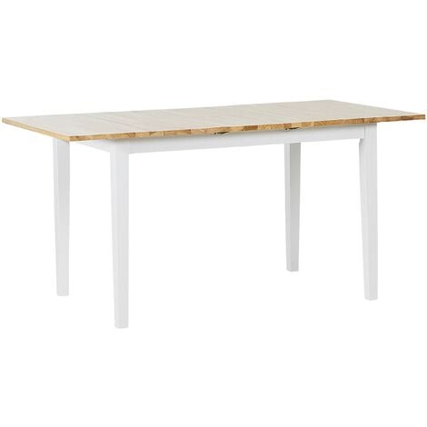 Mesa de comedor diseño extensible blanca patas madera L180-260 DELAH -  Miliboo