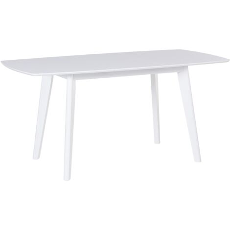 Mesa de comedor extensible madera maciza patas de madera blanco 120-160 x 80 cm escandinavo Sanford