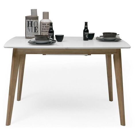 ADNATURA. Mesa de Centro Elevable Janis 120, Mesa Comedor Madera Roble  Cálido y Patas Metálicas Mate