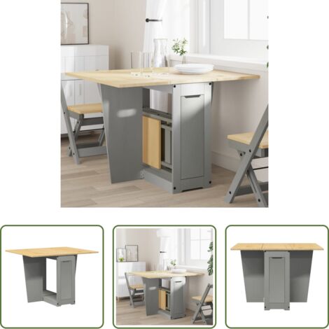 Mesa de comedor extensible -  Mesa de comedor plegable mariposa Corona madera maciza gris