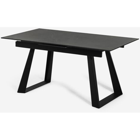 Mesa de comedor extensible moderna efecto mármol 160-200x90cm Caracas - Negro