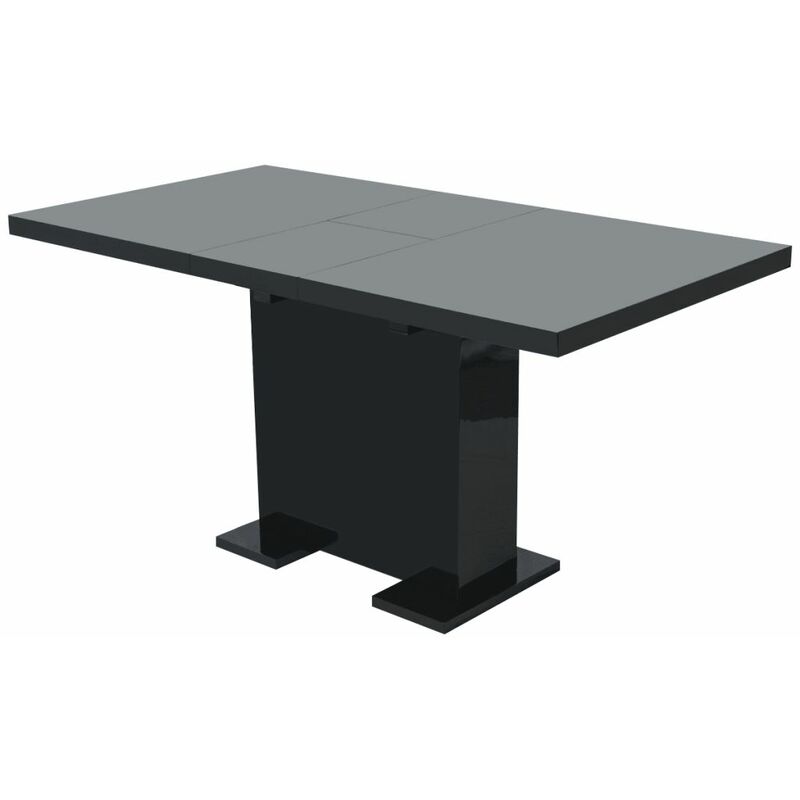 

BHD - Mesa de comedor extensible negra brillante