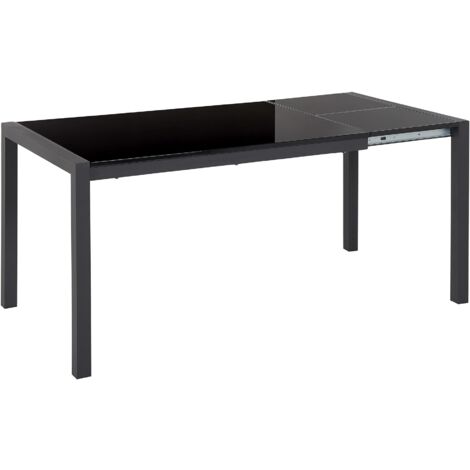 Mesa de comedor extensible negro 120/160 x 80 cm patas de metal mecanismo tradicional brillante lacado cocina Granada