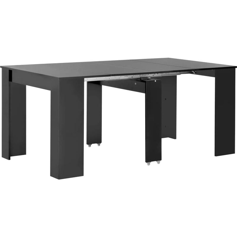 

Happyshopping - Mesa de comedor extensible negro brillante 175x90x75 cm