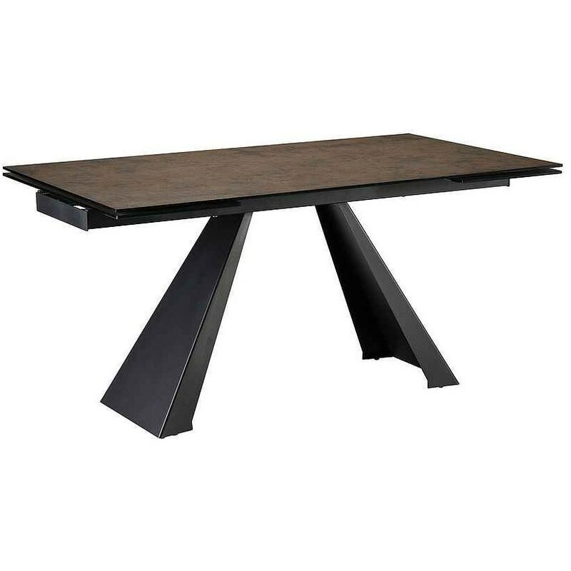 

Schuller - Mesa de comedor ALAI con tapa de cristal impreso en acabado marron, de