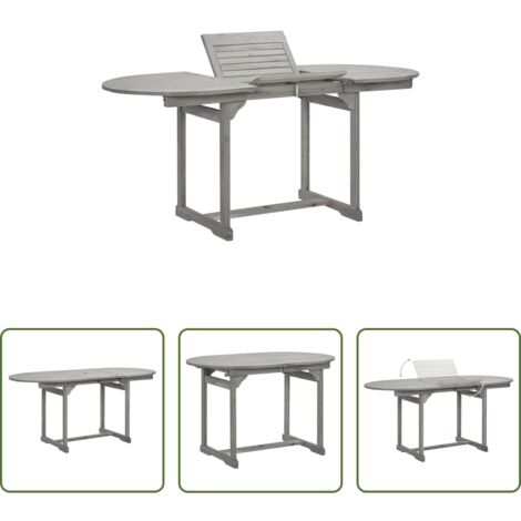 Mesa de comedor exterior -  Mesa de comedor jardín madera maciza acacia (120-170)x80x75 cm