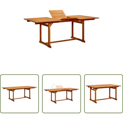 Mesa de comedor exterior -  Mesa de comedor jardín madera maciza acacia (150-200)x100x75cm