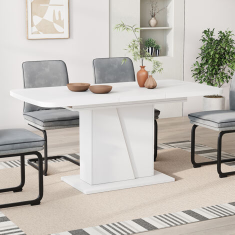 Mesa de comedor Fenaro, Blanco, 120 x 80 cm extensible, Vicco