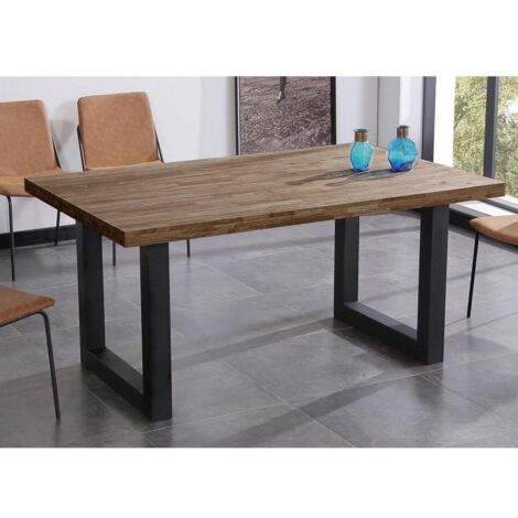 Mesa de comedor fija Loft Roble American/Negro 160 cm(ancho)100 cm(fondo) 75 cm(alto)