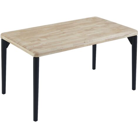 Mesa de Comedor Fija Napi Salón Estilo Industrial para 6 Comensales Color Roble Nordish y Negro 140x80 cm
