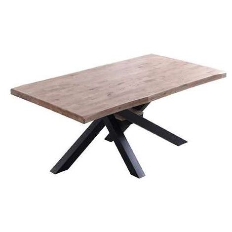 Mesa de comedor fija Xena 180 tapa con forma acabado roble honey/negro, 76 cm(alto)180 cm(ancho)100 cm(largo)