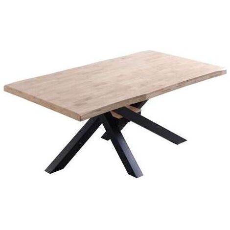 Mesa de comedor fija Xena 180 tapa con forma acabado roble nordish/negro, 76 cm(alto)180 cm(ancho)100 cm(largo)