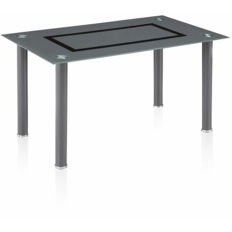 Mesa de comedor Gray Gris - Cristal gris 80cm (ancho) x 76cm (alto)
