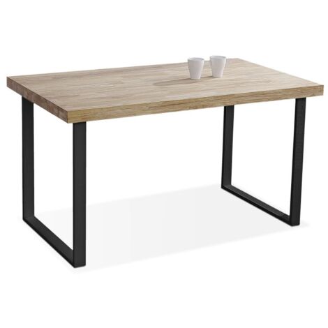 Mesa de comedor Iris fija en roble nordish y negro para salon diseño industrial 140x80x76,5 cm
