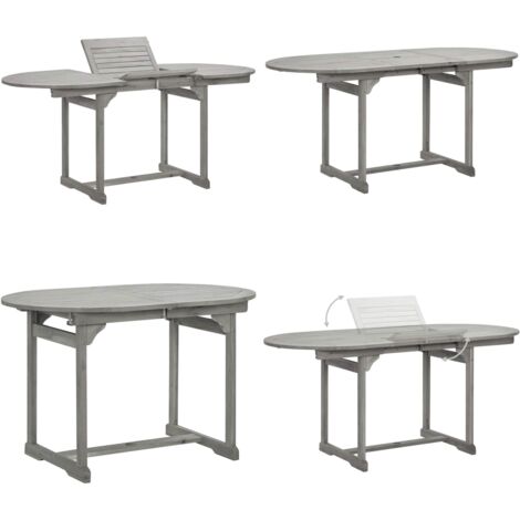 Mesa de comedor jardín madera maciza acacia (120-170)x80x75 cm - Mesa de comedor exterior - Mesa de madera acacia