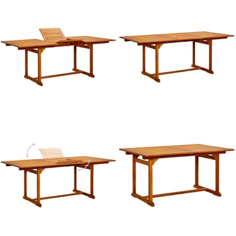 Mesa de comedor jardín madera maciza acacia (150-200)x100x75cm - Mesa de comedor exterior - Madera maciza