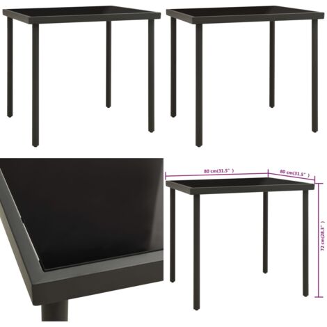 Mesa de comedor jardín vidrio y acero gris antracita 80x80x72cm - Mesa de comedor - Mesa de comedor al aire libre