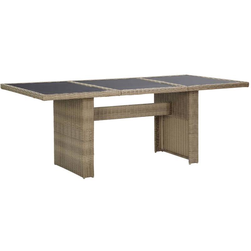 

Mesa de comedor jardín vidrio y ratán PE marrón 200x100x74 cm
