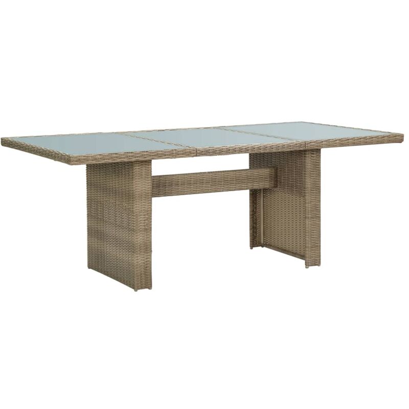 

vidaXL Mesa de comedor jardín vidrio y ratán PE marrón 200x100x74 cm - Marrón