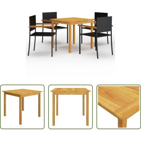 Mesa de comedor -  Juego de comedor para jardín 5 piezas negro