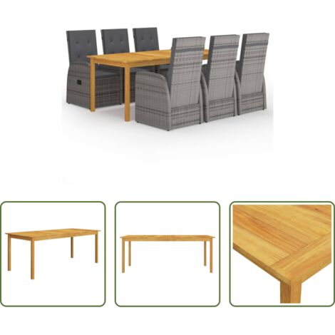 Mesa de comedor -  Juego de comedor para jardín de 7 piezas gris