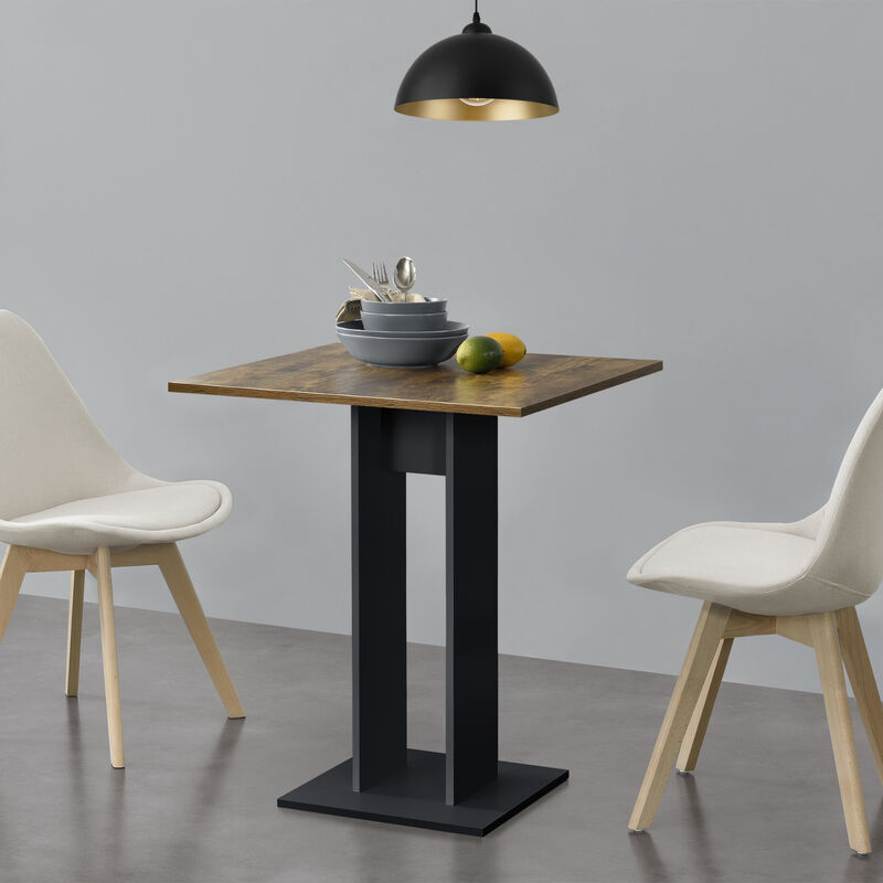 

Mesa de Comedor Lindesnes - 65 x 65 x 78 cm - Mesa de Bistro - Efecto nogal y Negro