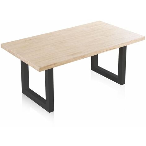 Mesa de comedor Loft 180 Negro - Roble 100cm (ancho) x 76cm (alto)