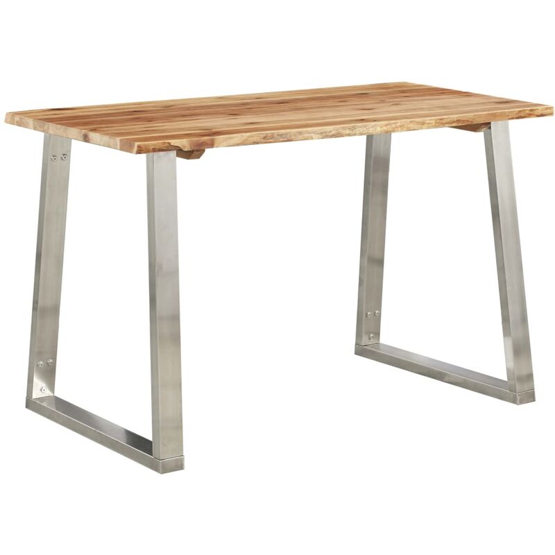 

Happyshopping - Mesa de comedor madera de acacia y acero inoxidable 120x65x75cm