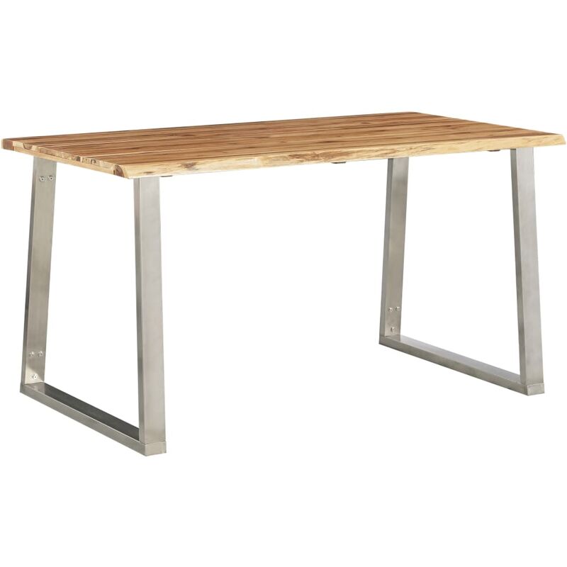 

Happyshopping - Mesa de comedor madera de acacia y acero inoxidable 140x80x75cm