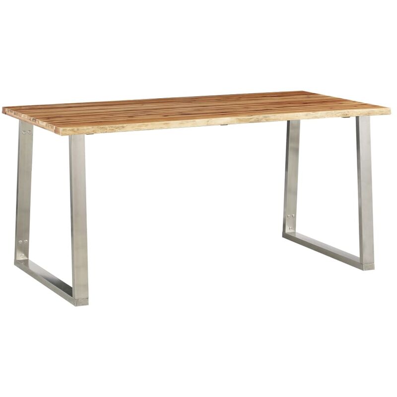 

Happyshopping - Mesa de comedor madera de acacia y acero inoxidable 160x80x75cm