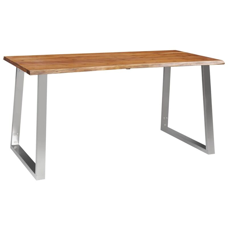 

Mesa de comedor madera de acacia y acero inoxidable 160x80x75cm - Marrón