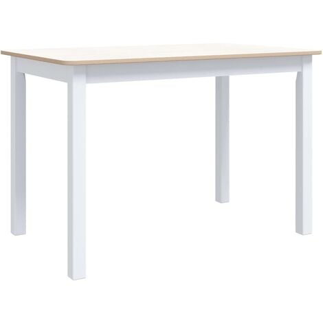 Mesa de comedor madera de caucho blanco y marrón 114x71x75 cm vidaXL